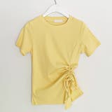 イエロー | サイドギャザーでスタイルアップ。イレギュラーヘムクロップドTシャツ | Girly Doll