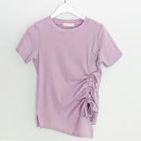 パープル | サイドギャザーでスタイルアップ。イレギュラーヘムクロップドTシャツ | Girly Doll