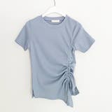 ブルー | サイドギャザーでスタイルアップ。イレギュラーヘムクロップドTシャツ | Girly Doll