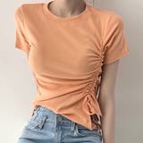 サイドギャザーでスタイルアップ。イレギュラーヘムクロップドTシャツ | Girly Doll | 詳細画像6