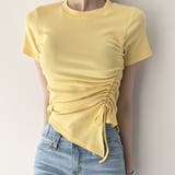 サイドギャザーでスタイルアップ。イレギュラーヘムクロップドTシャツ | Girly Doll | 詳細画像9