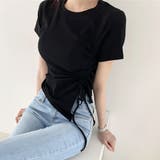 サイドギャザーでスタイルアップ。イレギュラーヘムクロップドTシャツ | Girly Doll | 詳細画像18