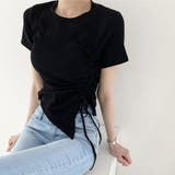 サイドギャザーでスタイルアップ。イレギュラーヘムクロップドTシャツ | Girly Doll | 詳細画像19