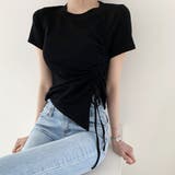 サイドギャザーでスタイルアップ。イレギュラーヘムクロップドTシャツ | Girly Doll | 詳細画像20