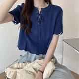 褒められトップス。レースアップメロウ半袖トップス Tシャツ | Doula Doula | 詳細画像4