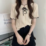 褒められトップス。レースアップメロウ半袖トップス Tシャツ | Doula Doula | 詳細画像5