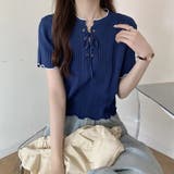 褒められトップス。レースアップメロウ半袖トップス Tシャツ | Doula Doula | 詳細画像6