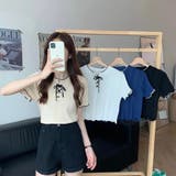 褒められトップス。レースアップメロウ半袖トップス Tシャツ | Doula Doula | 詳細画像12