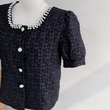 パールで品よく。スクエアネックパフスリパール半袖ブラウス | Girly Doll | 詳細画像18 