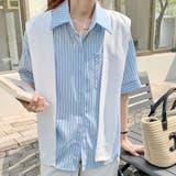 1枚でレイヤードスタイル完成。フェイクツーピースストライプカラーシャツ | Girly Doll | 詳細画像6 