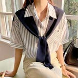 1枚でレイヤードスタイル完成。フェイクツーピースストライプカラーシャツ | Girly Doll | 詳細画像8 