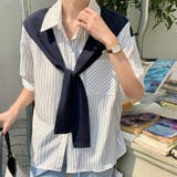 1枚でレイヤードスタイル完成。フェイクツーピースストライプカラーシャツ | Girly Doll | 詳細画像11 