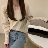 Vネックリブニット【韓国ファッション】 | Girly Doll | 詳細画像3 