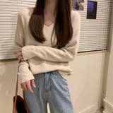 Vネックリブニット【韓国ファッション】 | Girly Doll | 詳細画像4 