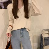 Vネックリブニット【韓国ファッション】 | Girly Doll | 詳細画像16 