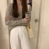 Vネックリブニット【韓国ファッション】 | Girly Doll | 詳細画像31 