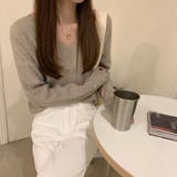 Vネックリブニット【韓国ファッション】 | Girly Doll | 詳細画像36 
