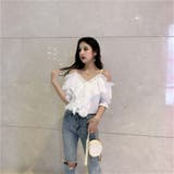 オープンショルダーフリルブラウス【韓国ファッション】 | Girly Doll | 詳細画像7 