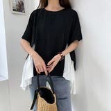 イレギュラーヘムプリーツシフォンドッキング半袖トップス【韓国ファッション】 | Girly Doll | 詳細画像1 