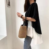 イレギュラーヘムプリーツシフォンドッキング半袖トップス【韓国ファッション】 | Doula Doula | 詳細画像14 