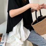 イレギュラーヘムプリーツシフォンドッキング半袖トップス【韓国ファッション】 | Doula Doula | 詳細画像15 