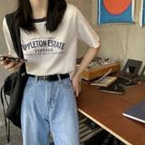 ラウンドネックパイピングカラーロゴプリントTシャツ【韓国ファッション】 | Girly Doll | 詳細画像6 