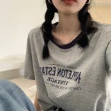 ラウンドネックパイピングカラーロゴプリントTシャツ【韓国ファッション】 | Girly Doll | 詳細画像3 