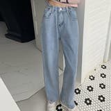 ライトブルー | ハイウエストワイドデニムパンツ【韓国ファッション】【春夏新商品】 | Girly Doll