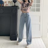 ハイウエストワイドデニムパンツ【韓国ファッション】【春夏新商品】 | Girly Doll | 詳細画像3 