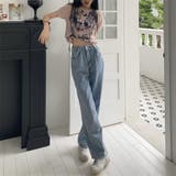 ハイウエストワイドデニムパンツ【韓国ファッション】【春夏新商品】 | Girly Doll | 詳細画像4 
