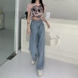 ハイウエストワイドデニムパンツ【韓国ファッション】【春夏新商品】 | Girly Doll | 詳細画像6 