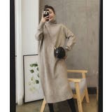 キャメル | ハイネックニットワンピース【韓国ファッション】 | Girly Doll