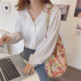 花刺繍レースシャツ【韓国ファッション】 | Doula Doula | 詳細画像2 