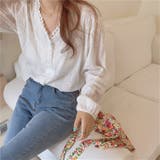 花刺繍レースシャツ【韓国ファッション】 | Doula Doula | 詳細画像7 