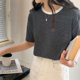 ボーダーカットTシャツ【韓国ファッション】 | Doula Doula | 詳細画像2