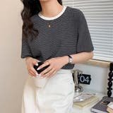 ボーダーカットTシャツ【韓国ファッション】 | Doula Doula | 詳細画像3