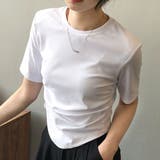 ラウンドネックサイドギャザー半袖Tシャツ【韓国ファッション】 | Doula Doula | 詳細画像2
