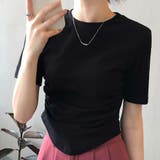 ラウンドネックサイドギャザー半袖Tシャツ【韓国ファッション】 | Doula Doula | 詳細画像5