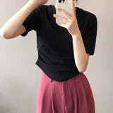 ラウンドネックサイドギャザー半袖Tシャツ【韓国ファッション】 | Doula Doula | 詳細画像7