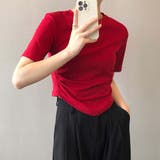 ラウンドネックサイドギャザー半袖Tシャツ【韓国ファッション】 | Doula Doula | 詳細画像8