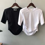 ラウンドネックサイドギャザー半袖Tシャツ【韓国ファッション】 | Doula Doula | 詳細画像14