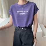ラウンドネックフレンチスリーブロゴプリントTシャツ【韓国ファッション】 | Doula Doula | 詳細画像7