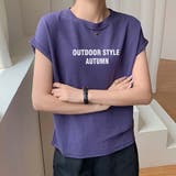 ラウンドネックフレンチスリーブロゴプリントTシャツ【韓国ファッション】 | Doula Doula | 詳細画像5