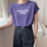 ラウンドネックフレンチスリーブロゴプリントTシャツ【韓国ファッション】 | Doula Doula | 詳細画像6
