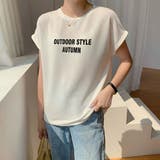 ラウンドネックフレンチスリーブロゴプリントTシャツ【韓国ファッション】 | Doula Doula | 詳細画像10