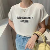 ラウンドネックフレンチスリーブロゴプリントTシャツ【韓国ファッション】 | Doula Doula | 詳細画像9