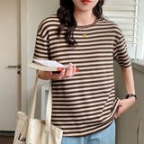 ラウンドネックボーダーTシャツ【韓国ファッション】 | Doula Doula | 詳細画像2