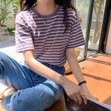 ラウンドネックボーダーTシャツ【韓国ファッション】 | Doula Doula | 詳細画像5