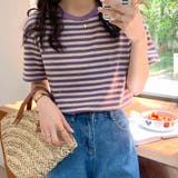 ラウンドネックボーダーTシャツ【韓国ファッション】 | Doula Doula | 詳細画像9
