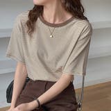 ラウンドネックカラーボーダーTシャツ【韓国ファッション】 | Doula Doula | 詳細画像3